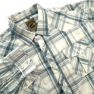 Coevals Club Mens 3XL Plaid Western‎ Pearl Snap Shirt Long Sleeve Button Front